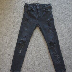 Zara Men's 31 ripped skinny jeans black